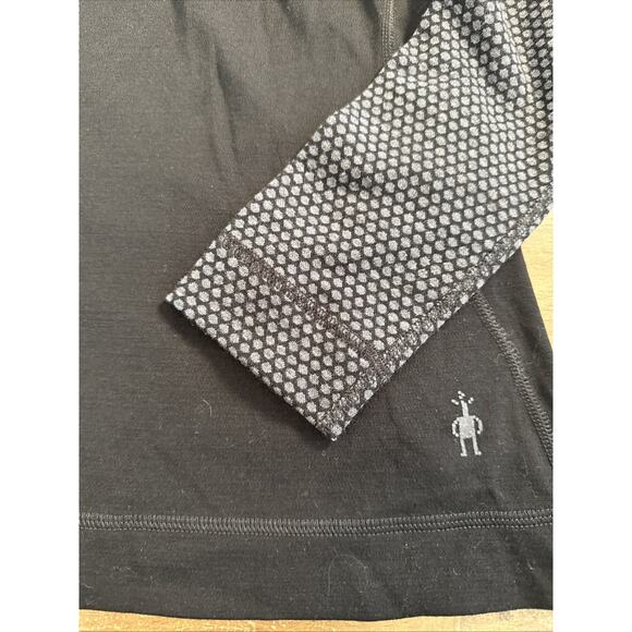 Smartwool Women's Classic Thermal Merino 1/4 Zip Base Layer Shirt - Black Dot L - Picture 7 of 9